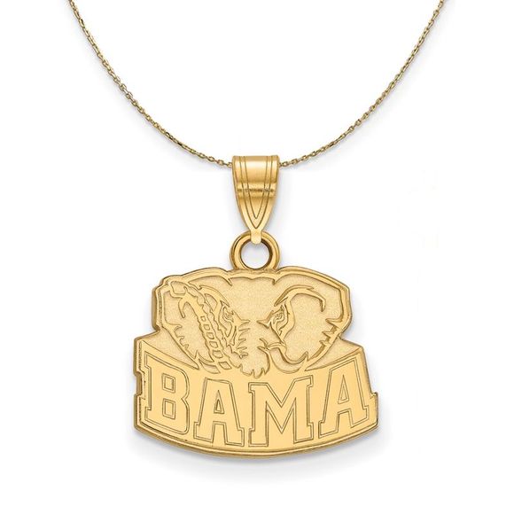 14k Yellow Gold U. of Alabama Sm 'BAMA' Logo Necklace - 18 Inch